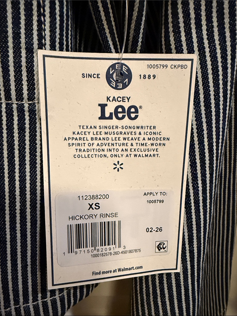 Lee Striped Blue and White Cropped Jean Jacket Kacey Lee Musgraves - Picture 6 of 15